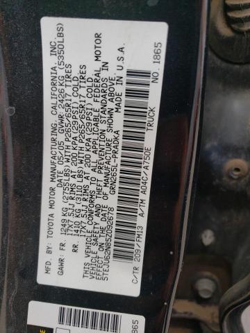 5TEJU62N85Z092678 - 2005 TOYOTA TACOMA DOUBLE CAB PRERUNNER BLACK photo 12