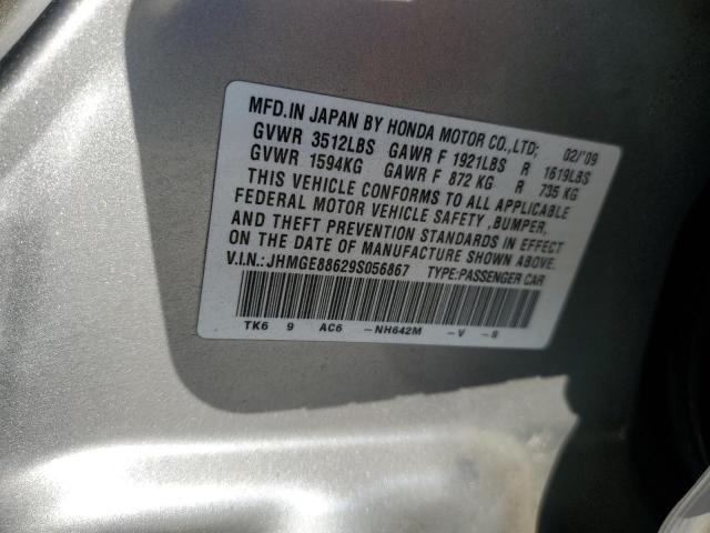 JHMGE88629S056867 - 2009 HONDA FIT SPORT SILVER photo 12