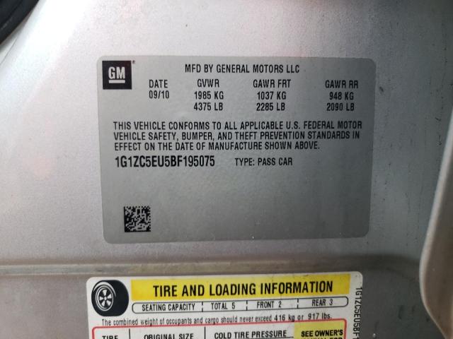 1G1ZC5EU5BF195075 - 2011 CHEVROLET MALIBU 1LT SILVER photo 12