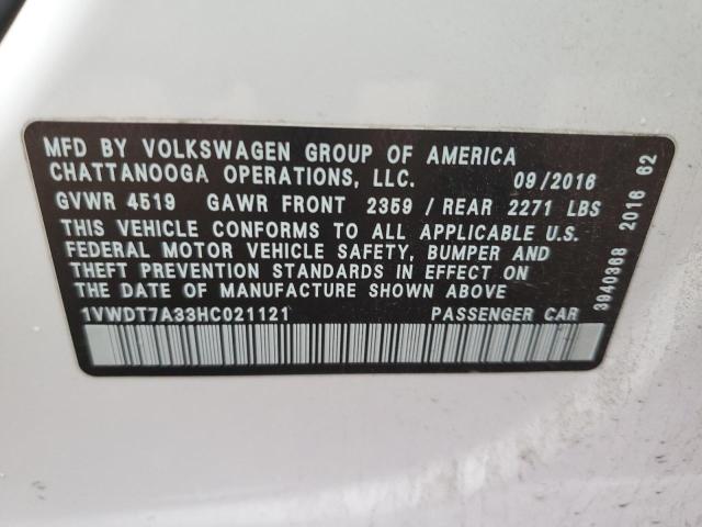 1VWDT7A33HC021121 - 2017 VOLKSWAGEN PASSAT R-LINE Ağ foto 13