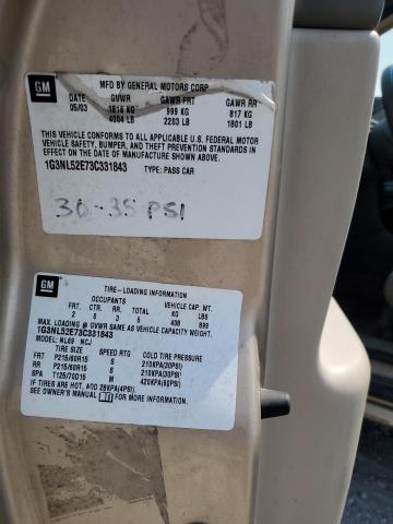 1G3NL52E73C331843 - 2003 OLDSMOBILE ALERO GL ბეჟი ფოტო 12