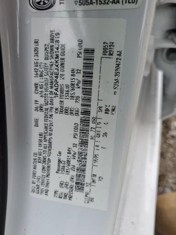 3FADP4EJXKM142819 - 2019 FORD FIESTA SE WHITE photo 12