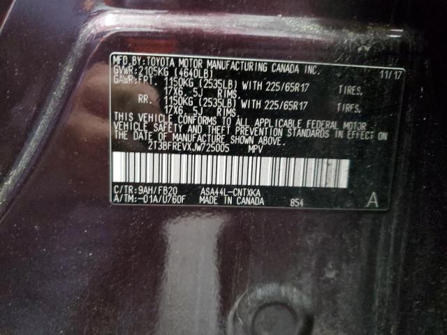 2T3BFREVXJW725005 - 2018 TOYOTA RAV4 LE BURGUNDY photo 13