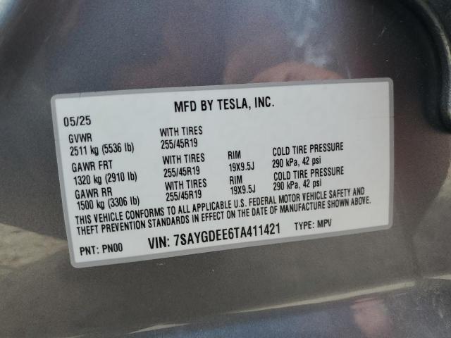 7SAYGDEE6TA411421 - 2026 TESLA MODEL Y رمادي صورة 14