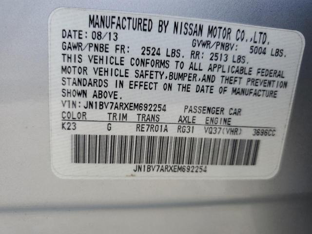 JN1BV7ARXEM692254 - 2014 INFINITI Q50 BASE SILVER photo 12