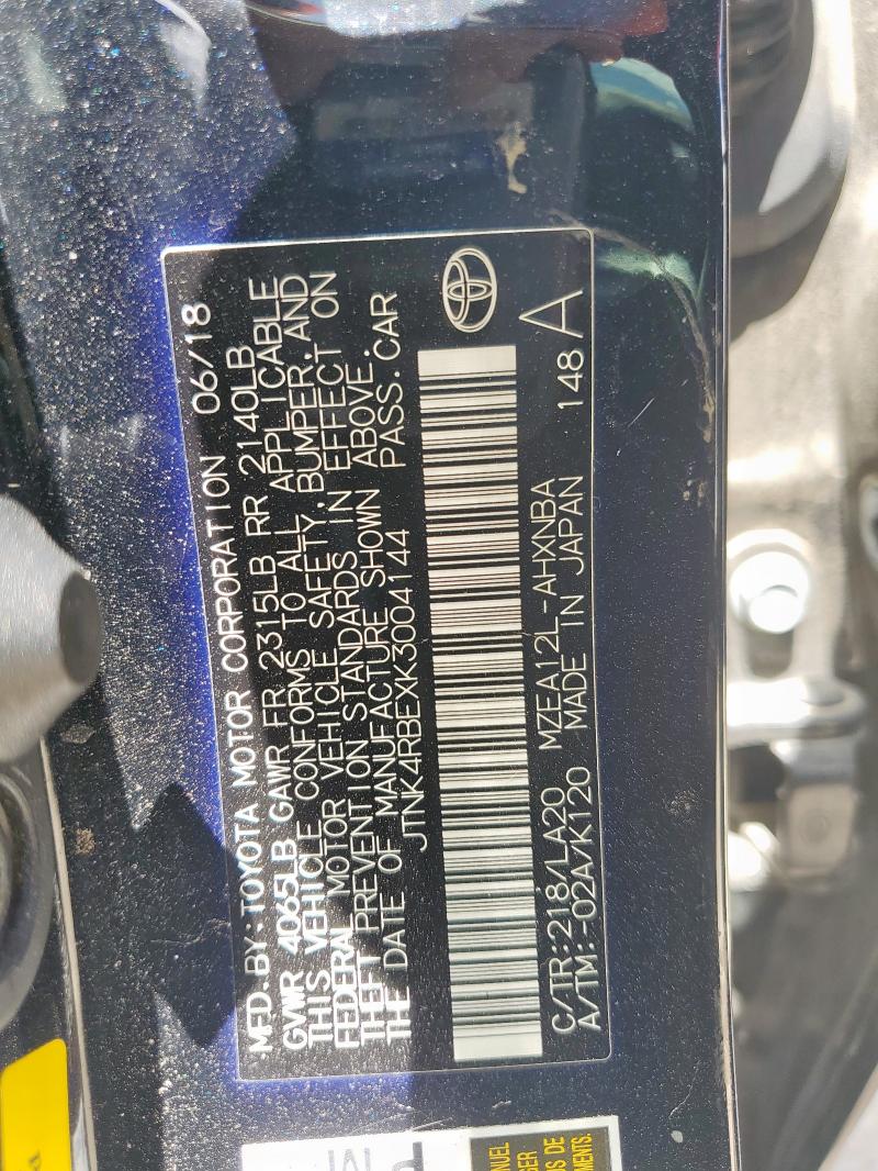 JTNK4RBEXK3004144 - 2019 TOYOTA COROLLA SE შავი ფოტო 23