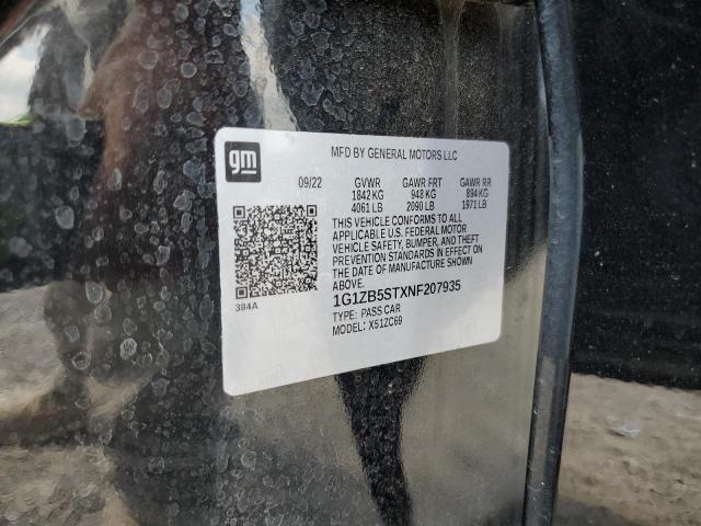 1G1ZB5STXNF207935 - 2022 CHEVROLET MALIBU LS أسود صورة 12