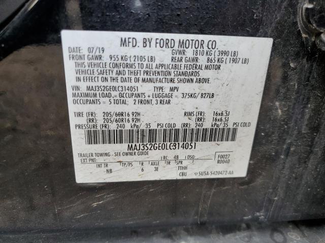 MAJ3S2GE0LC314051 - 2020 FORD ECOSPORT SE Negro foto 14