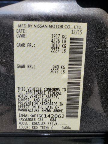 1N4AL3AP7GC142062 - 2016 NISSAN ALTIMA 2.5 黑色 照片 12