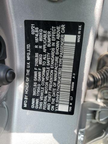 SHHFK7H42MU413922 - 2021 HONDA CIVIC SPORT 银色 照片 13