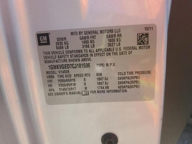 1GNKVGED7CJ181506 - 2012 CHEVROLET TRAVERSE LT SILVER photo 13