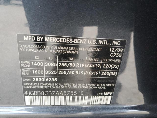 4JGBB8GB7AA575518 - 2010 MERCEDES-BENZ ML 350 4MATIC BLUE photo 13