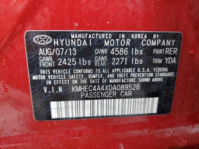 KMHEC4A4XDA089528 - 2013 HYUNDAI SONATA HYBRID RED photo 12