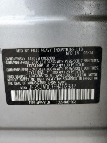 JF2SJADC7FH402982 - 2015 SUBARU FORESTER 2.5I PREMIUM SILVER photo 13