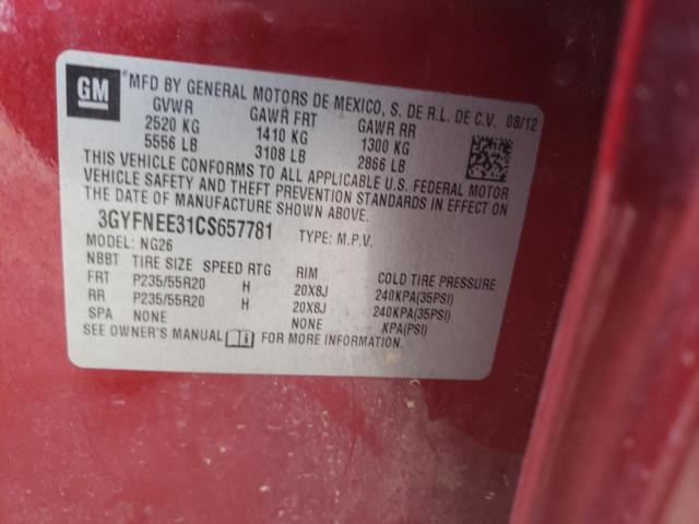 3GYFNEE31CS657781 - 2012 CADILLAC SRX PERFORMANCE COLLECTION Czerwony zdjęcie 13