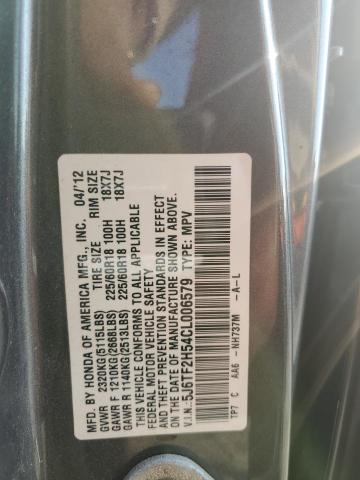 5J6TF2H54CL006579 - 2012 HONDA CROSSTOUR EXL გრაფიტი ფოტო 12