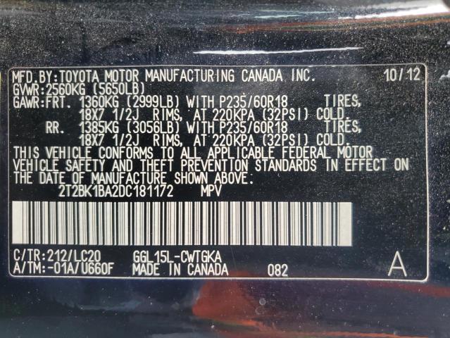 2T2BK1BA2DC181172 - 2013 LEXUS RX 350 BASE შავი ფოტო 13