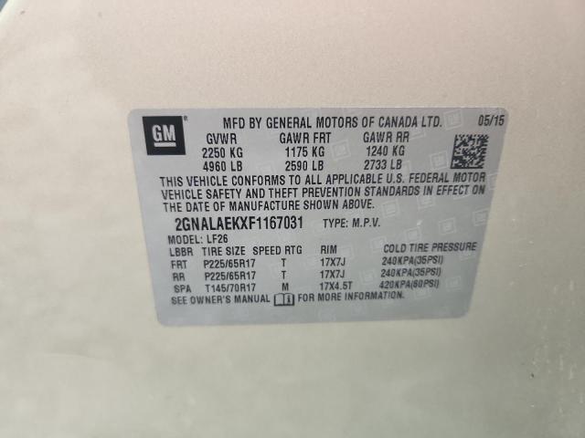 2GNALAEKXF1167031 - 2015 CHEVROLET EQUINOX LS CREAM photo 13