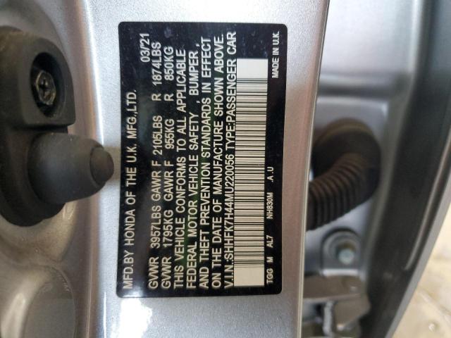 SHHFK7H44MU220056 - 2021 HONDA CIVIC SPORT SILVER photo 13