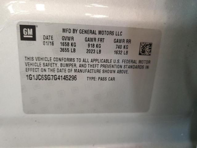 1G1JC6SG7G4145296 - 2016 CHEVROLET SONIC LT SILVER photo 12