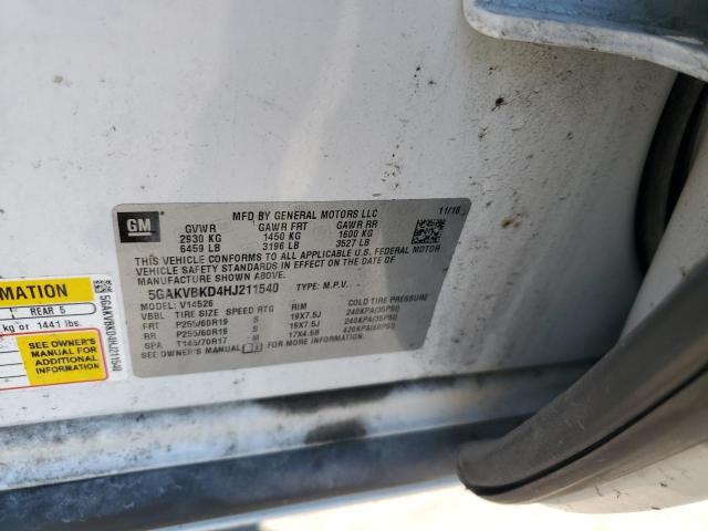 5GAKVBKD4HJ211540 - 2017 BUICK ENCLAVE Ağ foto 12