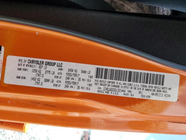 1C4BJWDG3DL521444 - 2013 JEEP WRANGLER U SPORT Նարնջագույն լուսանկար 13