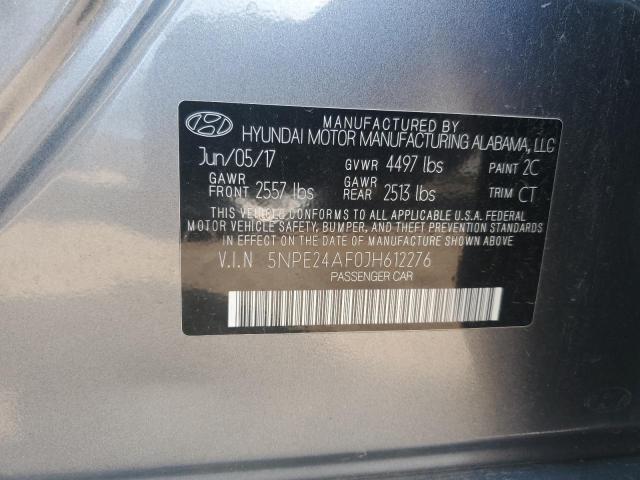 5NPE24AF0JH612276 - 2018 HYUNDAI SONATA SE ნაცრისფერი ფოტო 12