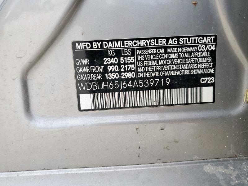 WDBUH65J64A539719 - 2004 MERCEDES-BENZ E 320 SILVER photo 12