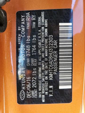 KMHTC6AD8HU312303 - 2017 HYUNDAI VELOSTER ORANGE photo 13