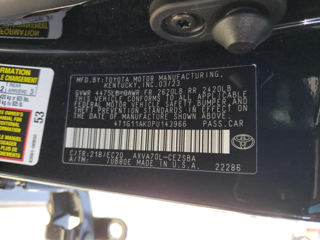 4T1G11AK0PU143966 - 2023 TOYOTA CAMRY SE NIGHT SHADE BLACK photo 13