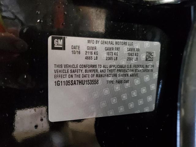 1G1105SA7HU153558 - 2017 CHEVROLET IMPALA LT BLACK photo 12