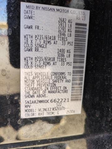 5N1AR2MMXDC662221 - 2013 NISSAN PATHFINDER S Negro foto 12