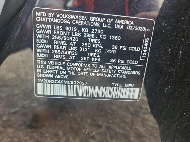 1V2BR2CA9MC502927 - 2021 VOLKSWAGEN ATLAS SEL BLACK photo 13