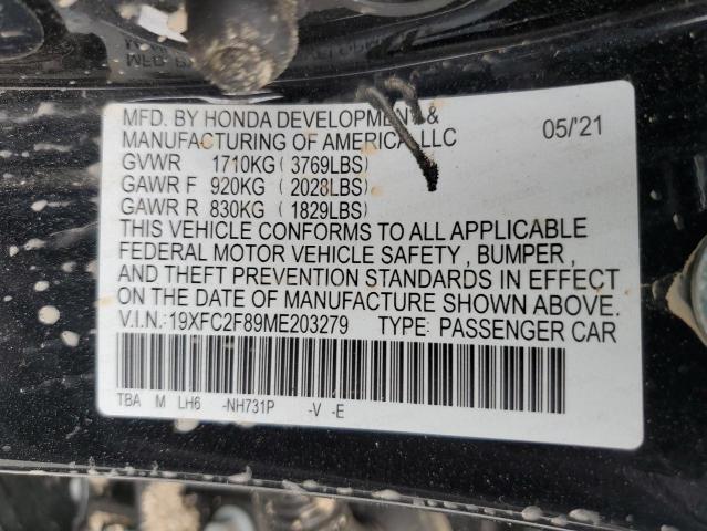 19XFC2F89ME203279 - 2021 HONDA CIVIC SPORT 黑色 照片 12