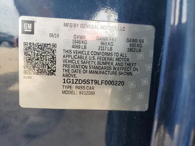 1G1ZD5ST9LF000220 - 2020 CHEVROLET MALIBU LT BLUE photo 12