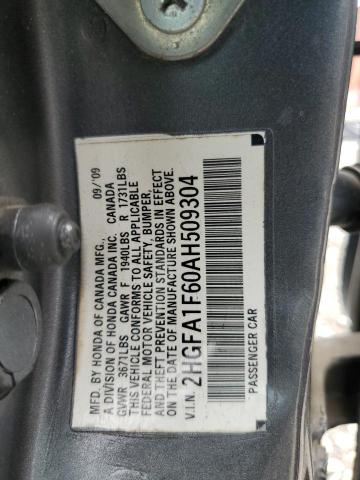 2HGFA1F60AH509304 - 2010 HONDA CIVIC LX-S GRAY photo 12