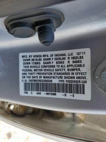 19XFB5F55CE000348 - 2012 HONDA CIVIC NATURAL GAS SILVER photo 12