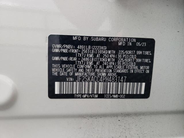 JF2SKACC4PH483147 - 2023 SUBARU FORESTER WHITE photo 13