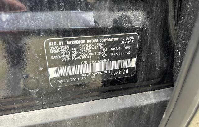 JA4J4TA89NZ610099 - 2022 MITSUBISHI OUTLANDER ES BLACK photo 10