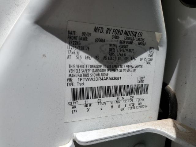 1FTWW3DR4AEA53081 - 2010 FORD F350 SUPER DUTY WHITE photo 13