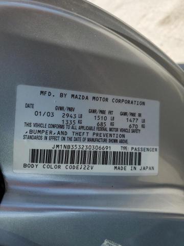 JM1NB353230306691 - 2003 MAZDA MX-5 MIATA BASE SILVER photo 12