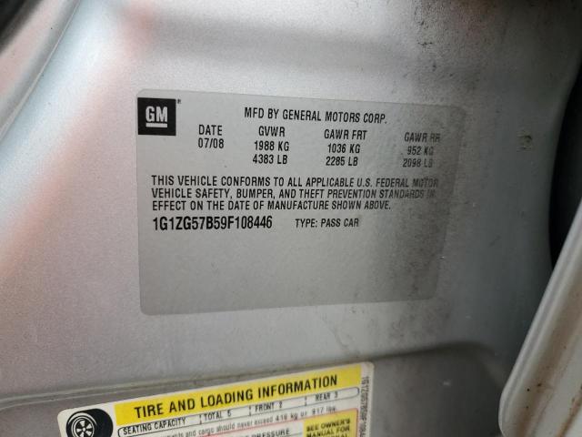 1G1ZG57B59F108446 - 2009 CHEVROLET MALIBU LS SILVER photo 12