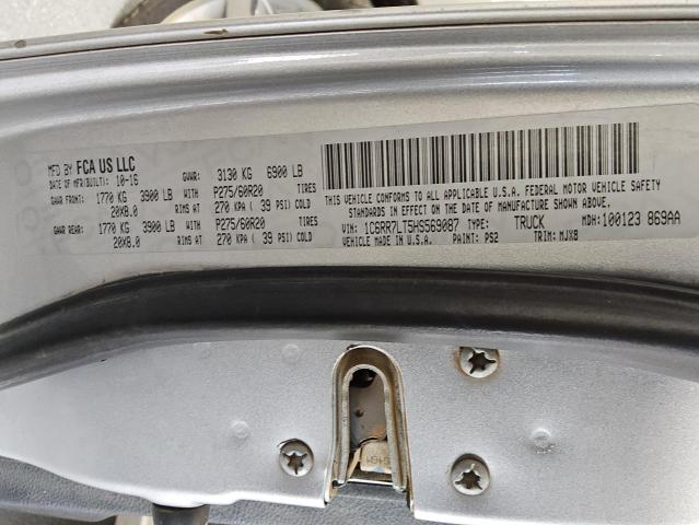 1C6RR7LT5HS569087 - 2017 RAM 1500 SLT SILVER photo 12