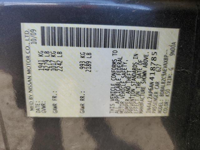 1N4AL2AP6AN418785 - 2010 NISSAN ALTIMA BASE GRAY photo 12