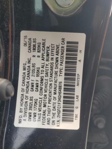 2HGFC1F34GH648876 - 2016 HONDA CIVIC EX BLACK photo 12