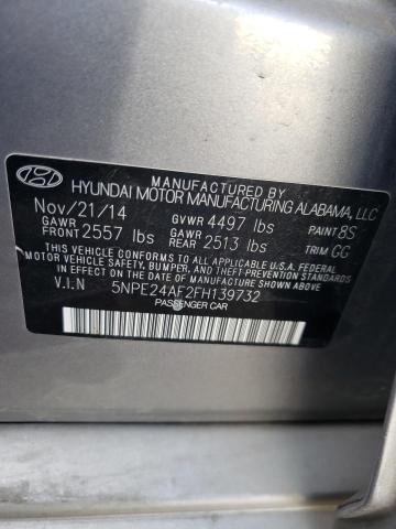 5NPE24AF2FH139732 - 2015 HYUNDAI SONATA SE SILVER photo 12