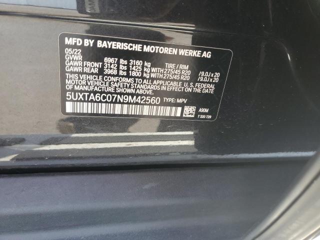 5UXTA6C07N9M42560 - 2022 BMW X5 XDRIVE45E BLACK photo 13