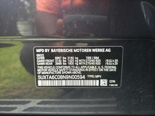 5UXTA6C08N9N00594 - 2022 BMW X5 XDRIVE45E GRAY photo 13