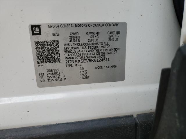 2GNAXSEV5K6124511 - 2019 CHEVROLET EQUINOX LS WHITE photo 13