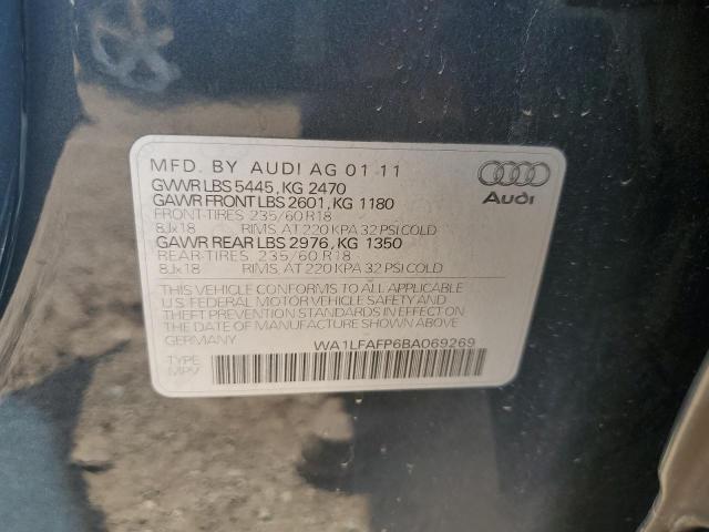 WA1LFAFP6BA069269 - 2011 AUDI Q5 PREMIUM PLUS ნაცრისფერი ფოტო 12